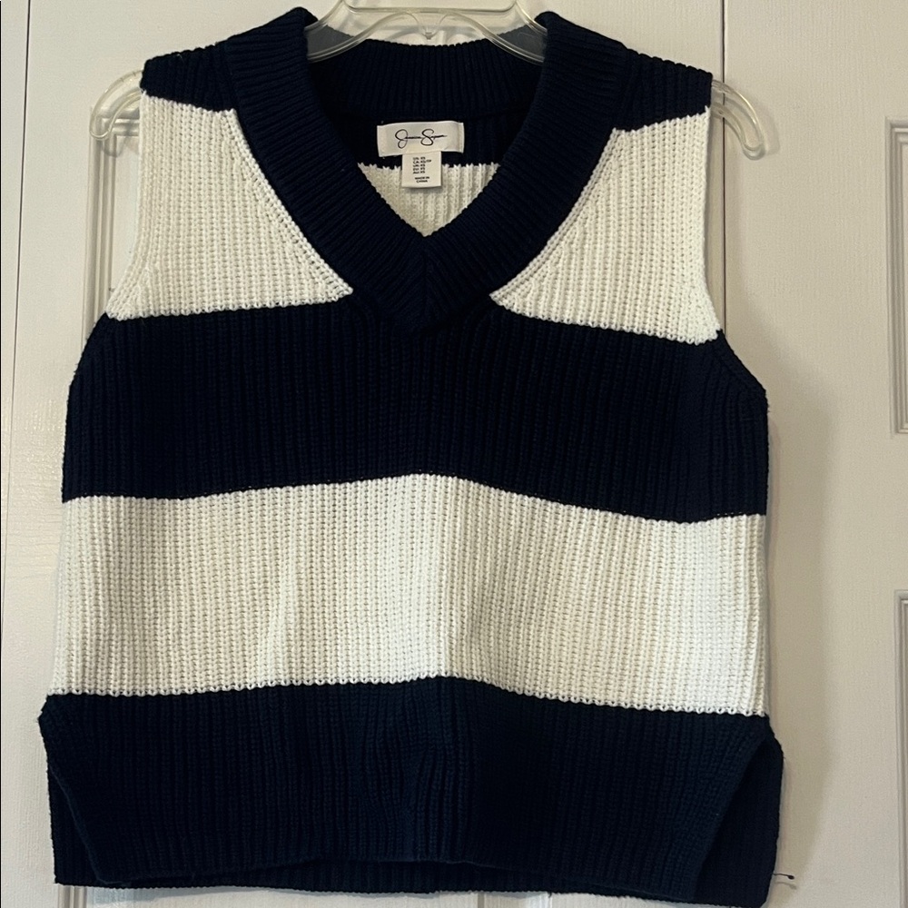 Jessica Simpson Nautical Striped Knit V-Neck Sweater Vest